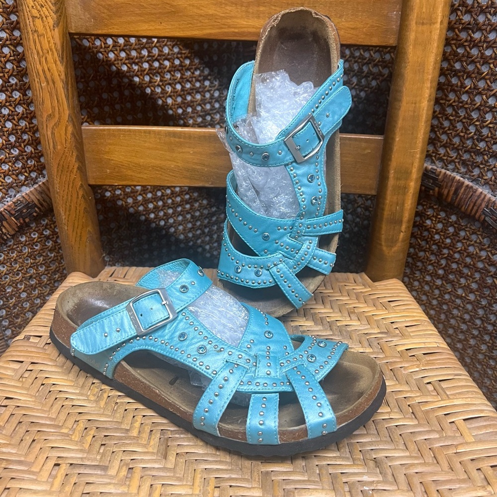 Birkenstock Betula sandals blue studded size 9 shoes